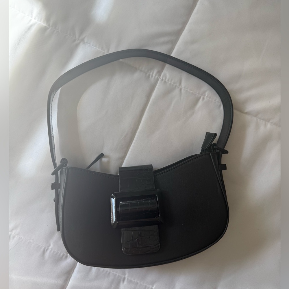ALDO Black Baguette Mini Bag with Buckle